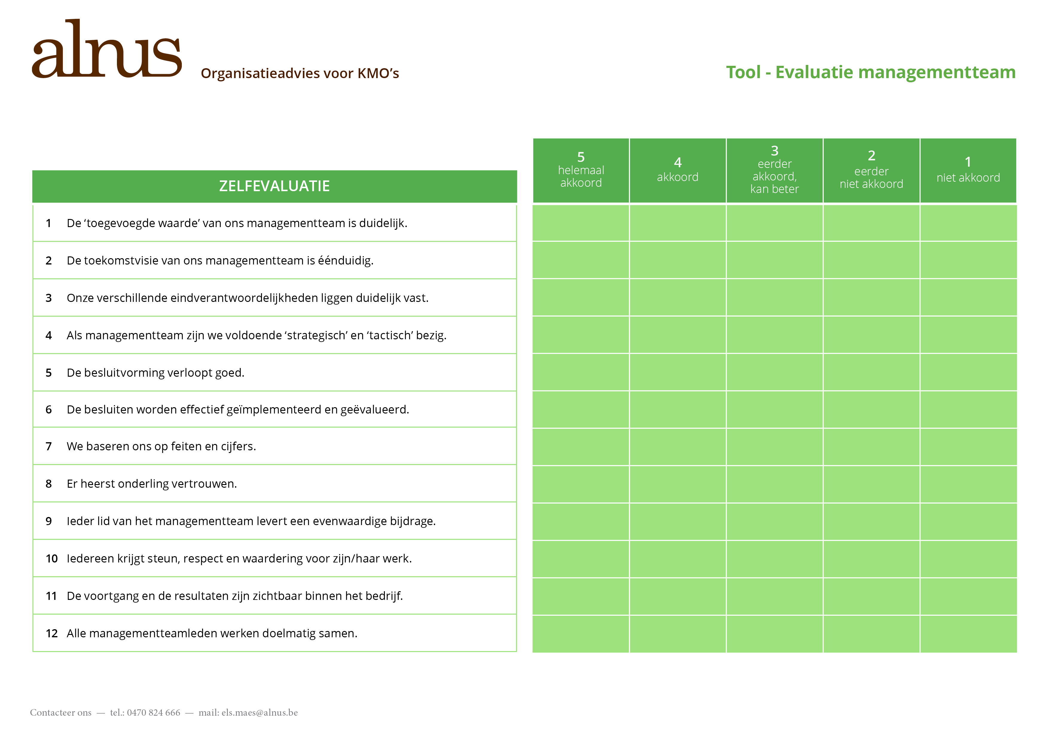 Evaluatie managementteam